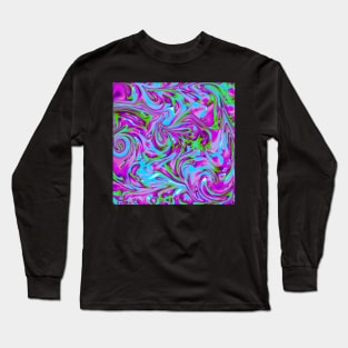 Abstract Complementary Colors Purple Green Swirl Long Sleeve T-Shirt